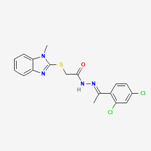 molecular formula C18H16Cl2N4OS B11665274 N'-[(1E)-1-(2,4-dichlorophenyl)ethylidene]-2-[(1-methyl-1H-benzimidazol-2-yl)sulfanyl]acetohydrazide 