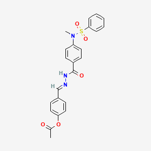 molecular formula C23H21N3O5S B11665280 4-{(E)-[2-({4-[methyl(phenylsulfonyl)amino]phenyl}carbonyl)hydrazinylidene]methyl}phenyl acetate 