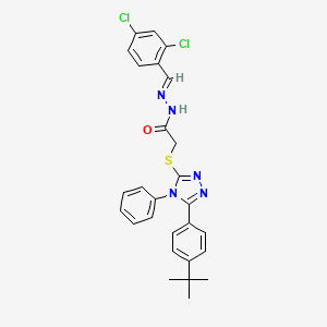 molecular formula C27H25Cl2N5OS B11665555 2-{[5-(4-tert-butylphenyl)-4-phenyl-4H-1,2,4-triazol-3-yl]sulfanyl}-N'-[(E)-(2,4-dichlorophenyl)methylidene]acetohydrazide 