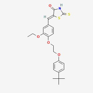 molecular formula C24H27NO4S2 B11665564 (5Z)-5-{4-[2-(4-tert-butylphenoxy)ethoxy]-3-ethoxybenzylidene}-2-thioxo-1,3-thiazolidin-4-one 