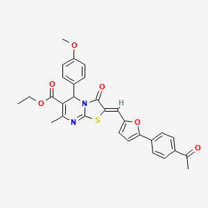 molecular formula C30H26N2O6S B11665652 ethyl (2Z)-2-{[5-(4-acetylphenyl)furan-2-yl]methylidene}-5-(4-methoxyphenyl)-7-methyl-3-oxo-2,3-dihydro-5H-[1,3]thiazolo[3,2-a]pyrimidine-6-carboxylate 