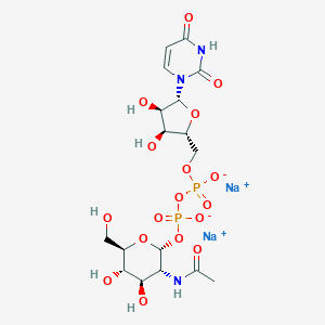 molecular formula C17H25N3Na2O17P2 B116659 uridine 5'-(trihydrogen diphosphate), mono(2-(acetylamino)-2-deoxy-alpha-d-glucopyranosyl) ester, disodium salt CAS No. 91183-98-1