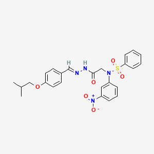 molecular formula C25H26N4O6S B11665995 N-({N'-[(E)-[4-(2-Methylpropoxy)phenyl]methylidene]hydrazinecarbonyl}methyl)-N-(3-nitrophenyl)benzenesulfonamide 
