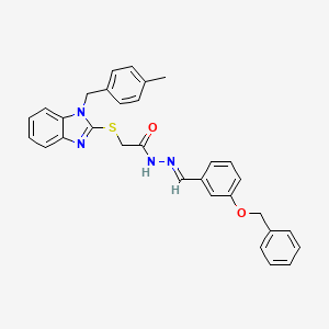 molecular formula C31H28N4O2S B11666076 N'-{(E)-[3-(benzyloxy)phenyl]methylidene}-2-{[1-(4-methylbenzyl)-1H-benzimidazol-2-yl]sulfanyl}acetohydrazide 
