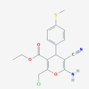 molecular formula C17H17ClN2O3S B11666104 ethyl 6-amino-2-(chloromethyl)-5-cyano-4-[4-(methylsulfanyl)phenyl]-4H-pyran-3-carboxylate 