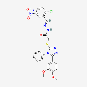 molecular formula C25H21ClN6O5S B11666165 N'-[(E)-(2-chloro-5-nitrophenyl)methylidene]-2-{[5-(3,4-dimethoxyphenyl)-4-phenyl-4H-1,2,4-triazol-3-yl]sulfanyl}acetohydrazide 