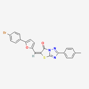molecular formula C22H14BrN3O2S B11666312 (5E)-5-{[5-(4-bromophenyl)-2-furyl]methylene}-2-(4-methylphenyl)[1,3]thiazolo[3,2-b][1,2,4]triazol-6(5H)-one 