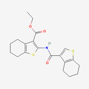 molecular formula C20H23NO3S2 B11667325 Ethyl 2-[(4,5,6,7-tetrahydro-1-benzothiophen-3-ylcarbonyl)amino]-4,5,6,7-tetrahydro-1-benzothiophene-3-carboxylate 