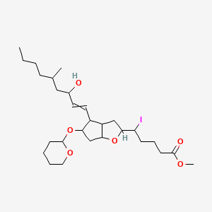 Methyl 5-{4-(3-hydroxy-5-methylnon-1-en-1-yl)-5-[(oxan-2-yl)oxy]hexahydro-2H-cyclopenta[b]furan-2-yl}-5-iodopentanoate (non-preferred name)