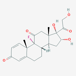 molecular formula C21H25FO6 B116679 (8S,9R,10S,13S,14S,16R,17S)-9-Fluoro-16,17-dihydroxy-17-(2-hydroxyacetyl)-10,13-dimethyl-7,8,12,14,15,16-hexahydro-6H-cyclopenta[a]phenanthrene-3,11-dione CAS No. 3107-69-5