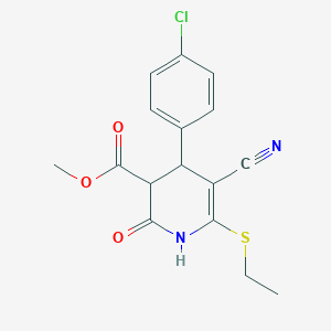 molecular formula C16H15ClN2O3S B11667945 Methyl 4-(4-chlorophenyl)-5-cyano-6-(ethylsulfanyl)-2-oxo-1,2,3,4-tetrahydropyridine-3-carboxylate 