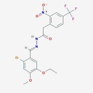 molecular formula C19H17BrF3N3O5 B11668107 N'-[(E)-(2-bromo-5-ethoxy-4-methoxyphenyl)methylidene]-2-[2-nitro-4-(trifluoromethyl)phenyl]acetohydrazide 