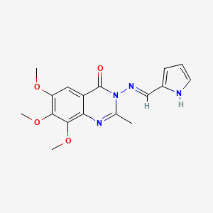 molecular formula C17H18N4O4 B1166912 4(3h)-Quinazolinone,6,7,8-trimethoxy-2-methyl-3-(pyrrol-2-ylmethyleneamino)- CAS No. 107418-51-9