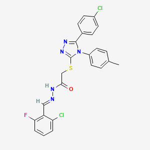 molecular formula C24H18Cl2FN5OS B11669328 N'-[(E)-(2-chloro-6-fluorophenyl)methylidene]-2-{[5-(4-chlorophenyl)-4-(4-methylphenyl)-4H-1,2,4-triazol-3-yl]sulfanyl}acetohydrazide 