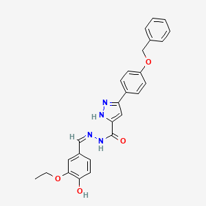 molecular formula C26H24N4O4 B11670164 3-(4-(Benzyloxy)PH)-N'-(3-ethoxy-4-HO-benzylidene)-1H-pyrazole-5-carbohydrazide CAS No. 302918-65-6