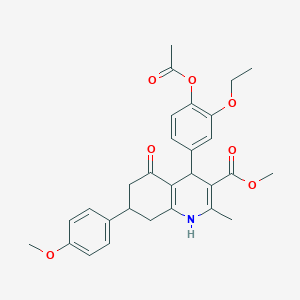 molecular formula C29H31NO7 B11670945 Methyl 4-[4-(acetyloxy)-3-ethoxyphenyl]-7-(4-methoxyphenyl)-2-methyl-5-oxo-1,4,5,6,7,8-hexahydroquinoline-3-carboxylate 