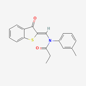 molecular formula C19H17NO2S B11671067 N-(3-methylphenyl)-N-[(Z)-(3-oxo-1-benzothiophen-2(3H)-ylidene)methyl]propanamide 