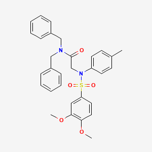 molecular formula C31H32N2O5S B11671844 N,N-Dibenzyl-2-[N-(4-methylphenyl)3,4-dimethoxybenzenesulfonamido]acetamide 
