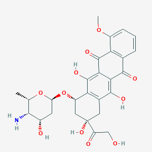 molecular formula C27H29NO11 B011672 (7S,9S)-7-[(2R,4S,5S,6S)-5-amino-4-hydroxy-6-methyloxan-2-yl]oxy-6,9,11-trihydroxy-9-(2-hydroxyacetyl)-4-methoxy-8,10-dihydro-7H-tetracene-5,12-dione CAS No. 106492-47-1