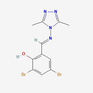 molecular formula C11H10Br2N4O B11672231 2,4-Dibromo-6-(((3,5-dimethyl-4H-1,2,4-triazol-4-yl)imino)methyl)phenol CAS No. 303105-17-1