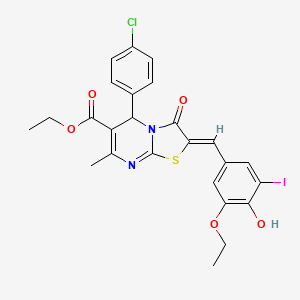 molecular formula C25H22ClIN2O5S B11672464 ethyl (2Z)-5-(4-chlorophenyl)-2-(3-ethoxy-4-hydroxy-5-iodobenzylidene)-7-methyl-3-oxo-2,3-dihydro-5H-[1,3]thiazolo[3,2-a]pyrimidine-6-carboxylate 