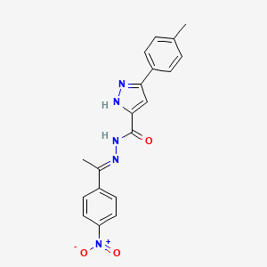 molecular formula C19H17N5O3 B11672679 3-(4-methylphenyl)-N'-[(1E)-1-(4-nitrophenyl)ethylidene]-1H-pyrazole-5-carbohydrazide 