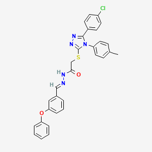 molecular formula C30H24ClN5O2S B11672748 2-{[5-(4-chlorophenyl)-4-(4-methylphenyl)-4H-1,2,4-triazol-3-yl]sulfanyl}-N'-[(E)-(3-phenoxyphenyl)methylidene]acetohydrazide 