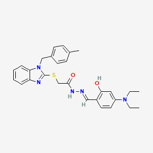 molecular formula C28H31N5O2S B11672758 N'-[4-(diethylamino)-2-hydroxybenzylidene]-2-{[1-(4-methylbenzyl)-1H-benzimidazol-2-yl]sulfanyl}acetohydrazide 