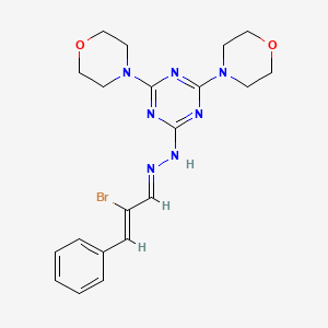 molecular formula C20H24BrN7O2 B11672825 N-(2-Bromo-3-phenyl-allylidene)-N'-(4,6-di-morpholin-4-yl-[1,3,5]triazin-2-yl)-h 