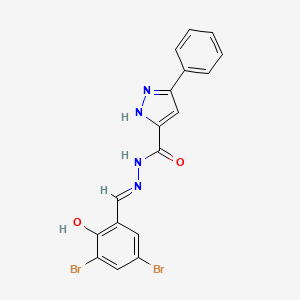 molecular formula C17H12Br2N4O2 B11672902 N'-[(E)-(3,5-dibromo-2-hydroxyphenyl)methylidene]-3-phenyl-1H-pyrazole-5-carbohydrazide 