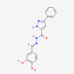molecular formula C18H16N4O3 B11672910 N'-[(E)-(4-hydroxy-3-methoxyphenyl)methylidene]-3-phenyl-1H-pyrazole-5-carbohydrazide 