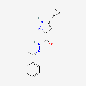molecular formula C15H16N4O B11672930 3-cyclopropyl-N'-[(1E)-1-phenylethylidene]-1H-pyrazole-5-carbohydrazide 