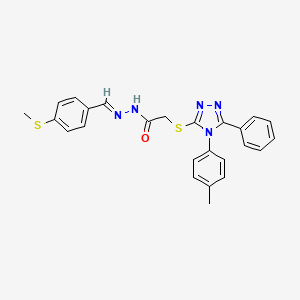molecular formula C25H23N5OS2 B11673015 2-{[4-(4-methylphenyl)-5-phenyl-4H-1,2,4-triazol-3-yl]sulfanyl}-N'-{(E)-[4-(methylsulfanyl)phenyl]methylidene}acetohydrazide 