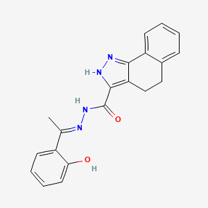 molecular formula C20H18N4O2 B11673039 N'-[(E)-1-(2-hydroxyphenyl)ethylidene]-4,5-dihydro-1H-benzo[g]indazole-3-carbohydrazide 