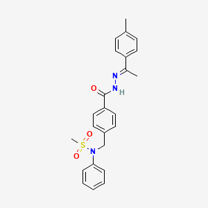 molecular formula C24H25N3O3S B11673092 N-[4-({(2E)-2-[1-(4-methylphenyl)ethylidene]hydrazinyl}carbonyl)benzyl]-N-phenylmethanesulfonamide 