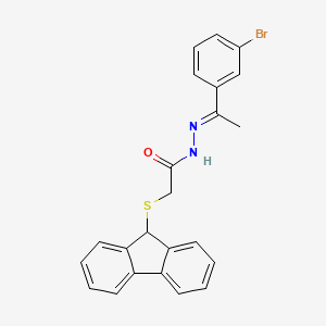 molecular formula C23H19BrN2OS B11673095 N'-[(1E)-1-(3-bromophenyl)ethylidene]-2-(9H-fluoren-9-ylsulfanyl)acetohydrazide 