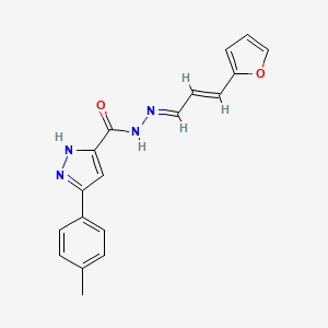 molecular formula C18H16N4O2 B11673103 N'-(3-(2-Furyl)-2-propenylidene)-3-(4-methylphenyl)-1H-pyrazole-5-carbohydrazide 