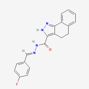 molecular formula C19H15FN4O B11673110 N'-[(E)-(4-fluorophenyl)methylidene]-4,5-dihydro-1H-benzo[g]indazole-3-carbohydrazide 