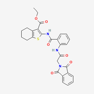 molecular formula C28H25N3O6S B11673145 ethyl 2-{[(2-{[(1,3-dioxo-1,3-dihydro-2H-isoindol-2-yl)acetyl]amino}phenyl)carbonyl]amino}-4,5,6,7-tetrahydro-1-benzothiophene-3-carboxylate 