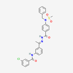molecular formula C30H27ClN4O4S B11673169 N-(3-{(1E)-1-[2-({4-[benzyl(methylsulfonyl)amino]phenyl}carbonyl)hydrazinylidene]ethyl}phenyl)-3-chlorobenzamide 