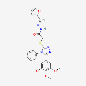 molecular formula C24H23N5O5S B11673248 N'-[(E)-furan-2-ylmethylidene]-2-{[4-phenyl-5-(3,4,5-trimethoxyphenyl)-4H-1,2,4-triazol-3-yl]sulfanyl}acetohydrazide 