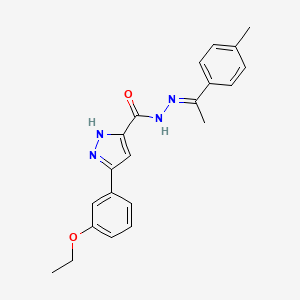 molecular formula C21H22N4O2 B11673258 3-(3-Ethoxyphenyl)-N'-(1-(p-tolyl)ethylidene)-1H-pyrazole-5-carbohydrazide CAS No. 302917-95-9