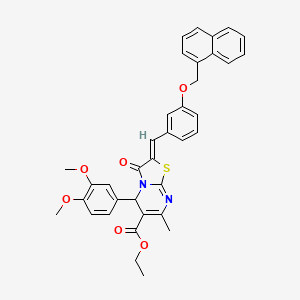 molecular formula C36H32N2O6S B11673433 ethyl (2Z)-5-(3,4-dimethoxyphenyl)-7-methyl-2-[3-(naphthalen-1-ylmethoxy)benzylidene]-3-oxo-2,3-dihydro-5H-[1,3]thiazolo[3,2-a]pyrimidine-6-carboxylate 