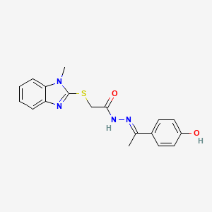 molecular formula C18H18N4O2S B11673551 N'-[(1E)-1-(4-hydroxyphenyl)ethylidene]-2-[(1-methyl-1H-benzimidazol-2-yl)sulfanyl]acetohydrazide 