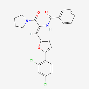molecular formula C24H20Cl2N2O3 B11673738 N-[(1Z)-1-[5-(2,4-dichlorophenyl)furan-2-yl]-3-oxo-3-(pyrrolidin-1-yl)prop-1-en-2-yl]benzamide 