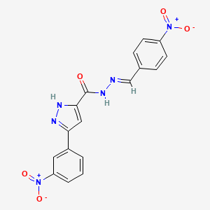 molecular formula C17H12N6O5 B11673739 N'-(4-nitrobenzylidene)-3-(3-nitrophenyl)-1H-pyrazole-5-carbohydrazide CAS No. 302918-48-5