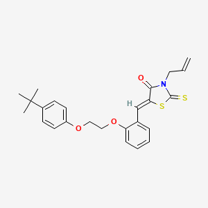 molecular formula C25H27NO3S2 B11673947 (5Z)-5-{2-[2-(4-tert-butylphenoxy)ethoxy]benzylidene}-3-(prop-2-en-1-yl)-2-thioxo-1,3-thiazolidin-4-one 