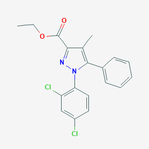 molecular formula C19H16Cl2N2O2 B116740 1-(2,4-Dichlorophenyl)-4-methyl-5-phenyl-1H-pyrazole-3-carboxylic Acid Ethyl Ester CAS No. 221385-23-5