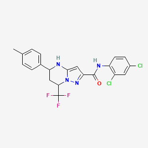 molecular formula C21H17Cl2F3N4O B11674070 N-(2,4-dichlorophenyl)-5-(4-methylphenyl)-7-(trifluoromethyl)-4,5,6,7-tetrahydropyrazolo[1,5-a]pyrimidine-2-carboxamide 