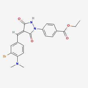 molecular formula C21H20BrN3O4 B11674338 Ethyl 4-[(4Z)-4-{[3-bromo-4-(dimethylamino)phenyl]methylidene}-3,5-dioxopyrazolidin-1-YL]benzoate 
